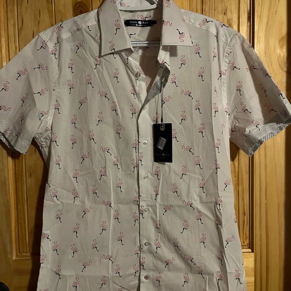 NWT stone Rose Flamingo button down dress shirt size small - Picture 2 of 3